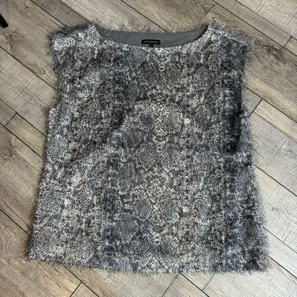 Banana Republic Snakeskin Print Eyelash Fringe Sleeveless Top XL - Picture 1 of 4